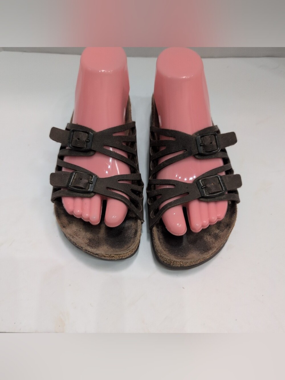 Birkenstock 38 Granada Buckle Strap Slide Brown Leather Sandal Women’s US 7